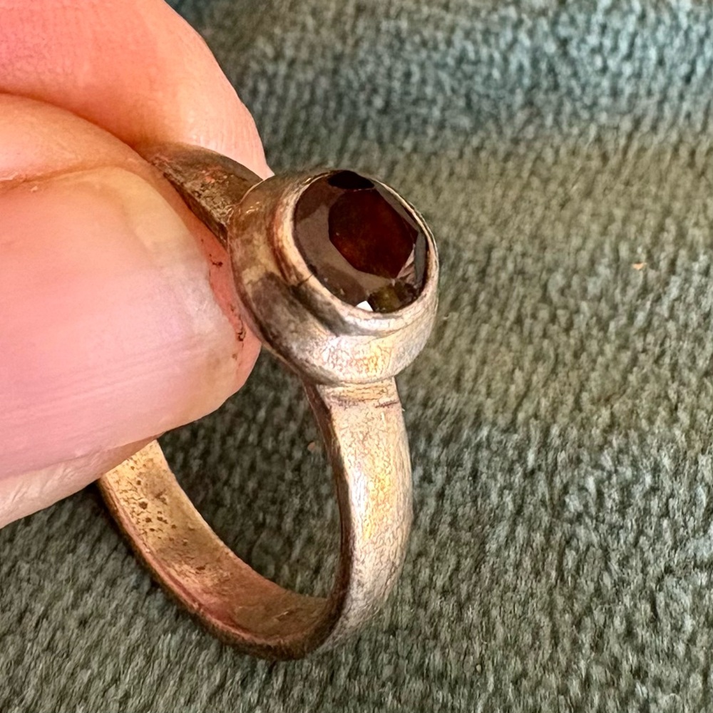 3 FOR $30: Rustic Sterling Silver Ring with genuine Garnet stone